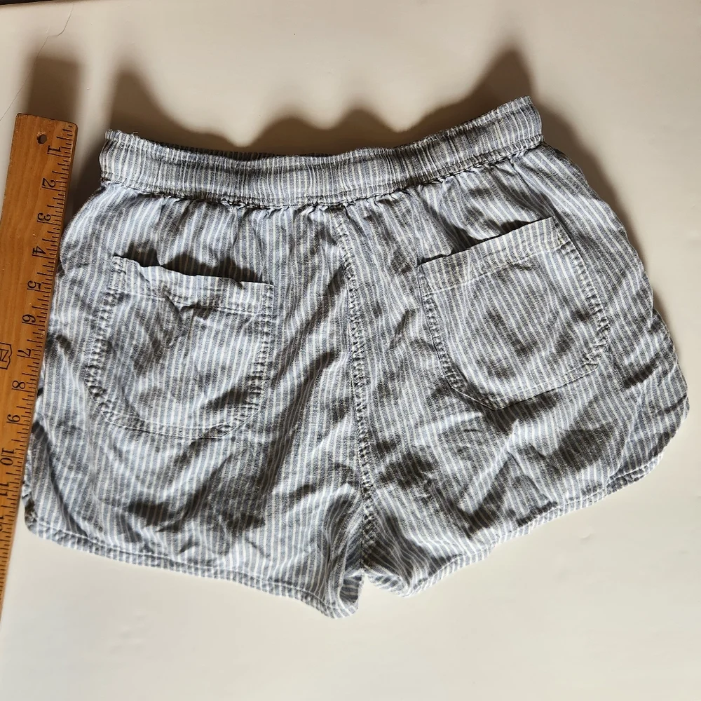 Marine Layer Striped Drawstring Shorts Blue/Gray Pinstripes Hemp Eco Casual 2" - Picture 6 of 9